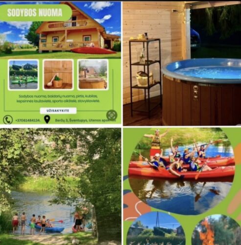 Kaimo turizmo sodyba Aukštaitijoje. Baidarių nuoma Šventosios upe
